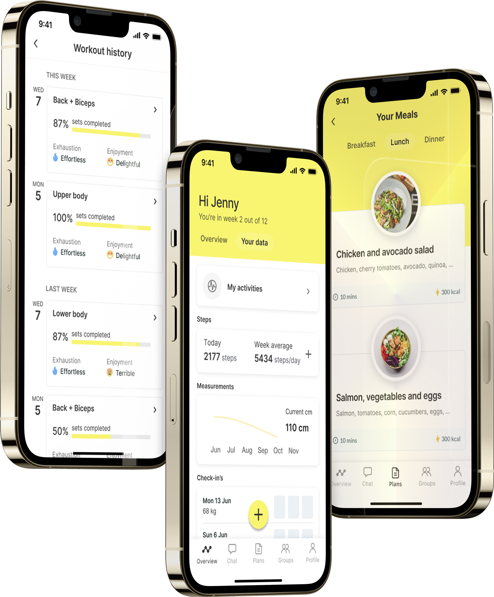 A mockup of the coaching app showcasing the features.